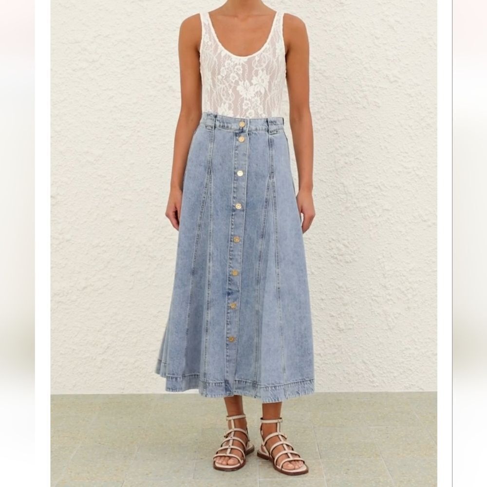 Set of two High waisted midi jean skirts size 2 Nwot